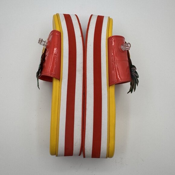 Kate Spade Size 9 Inflatable Limoncello Pineapple Sandals Slide Stripe Platform - Picture 4 of 6